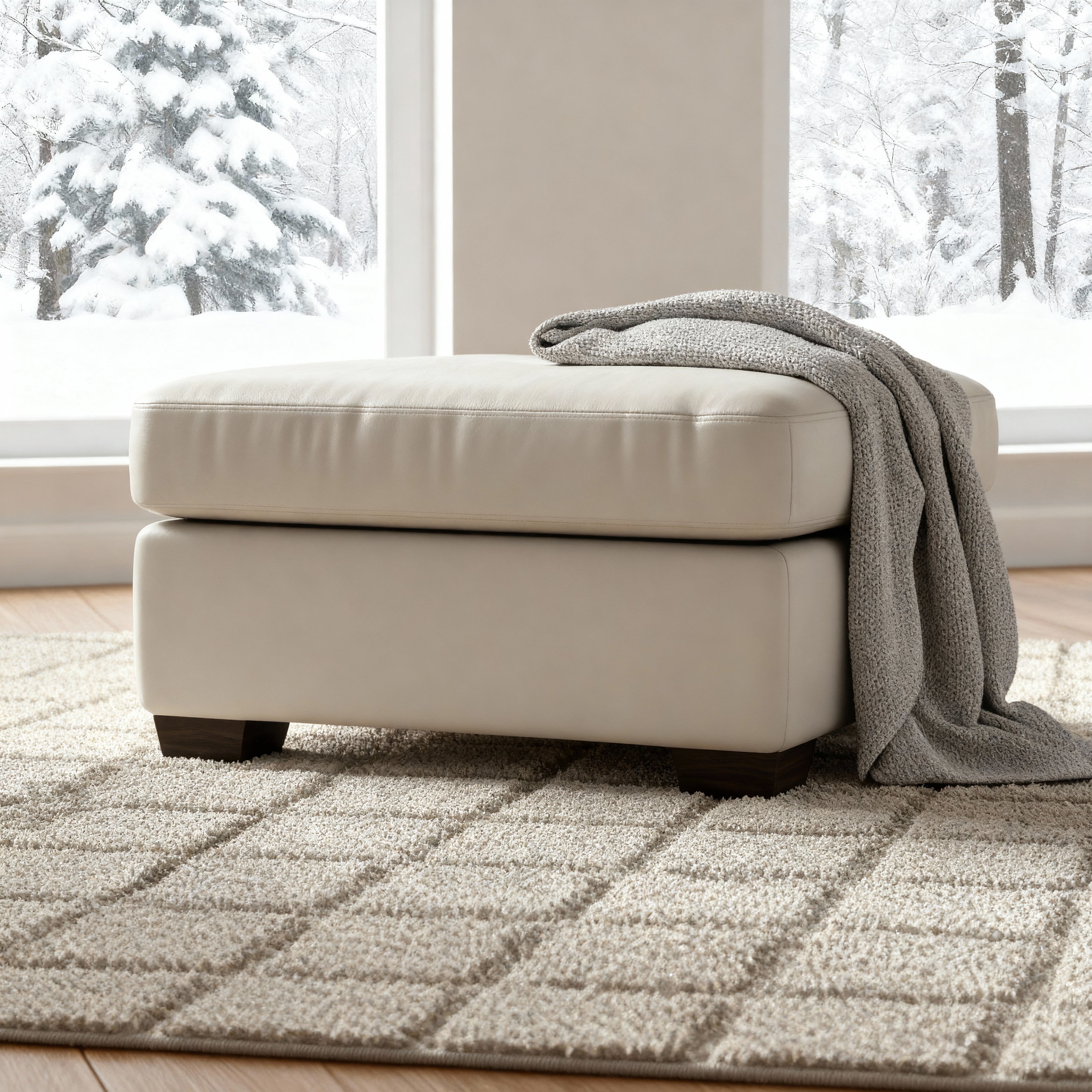 Jett Leather Ottoman