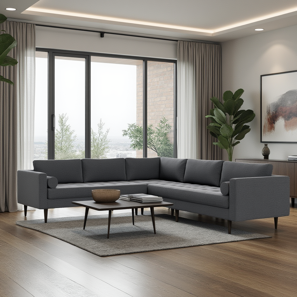 Ayden Corner Sectional-Fabric Sectional-Bennett Charcoal-MAK Modern