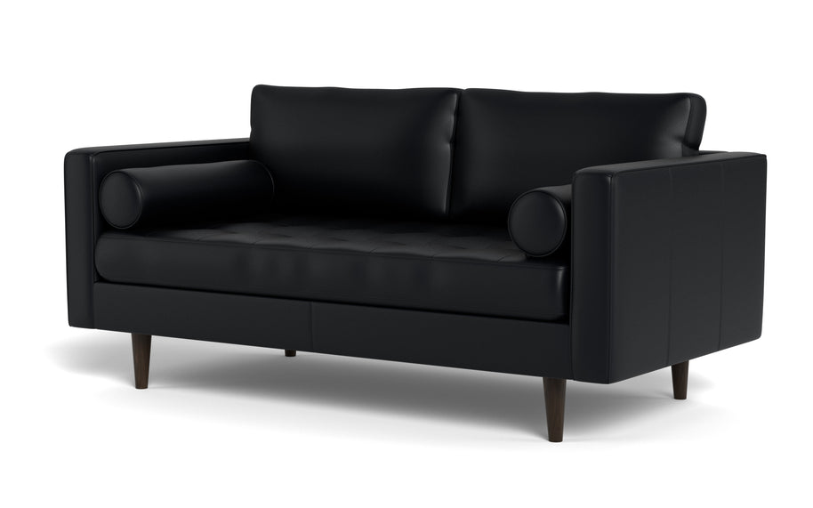 Ayden Leather Loveseat-Leather Sofa-Tribeca Black Leather-MAK Modern
