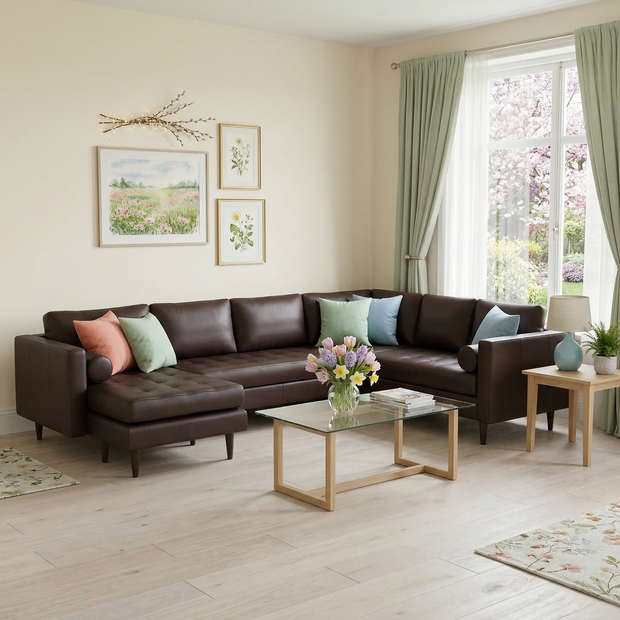 Ayden Leather Corner Sectional With Left Chaise