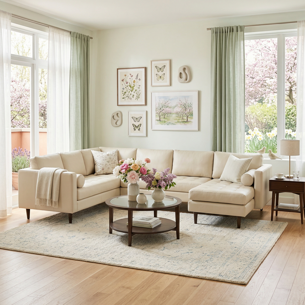 Ayden Leather Corner Sectional With Right Chaise
