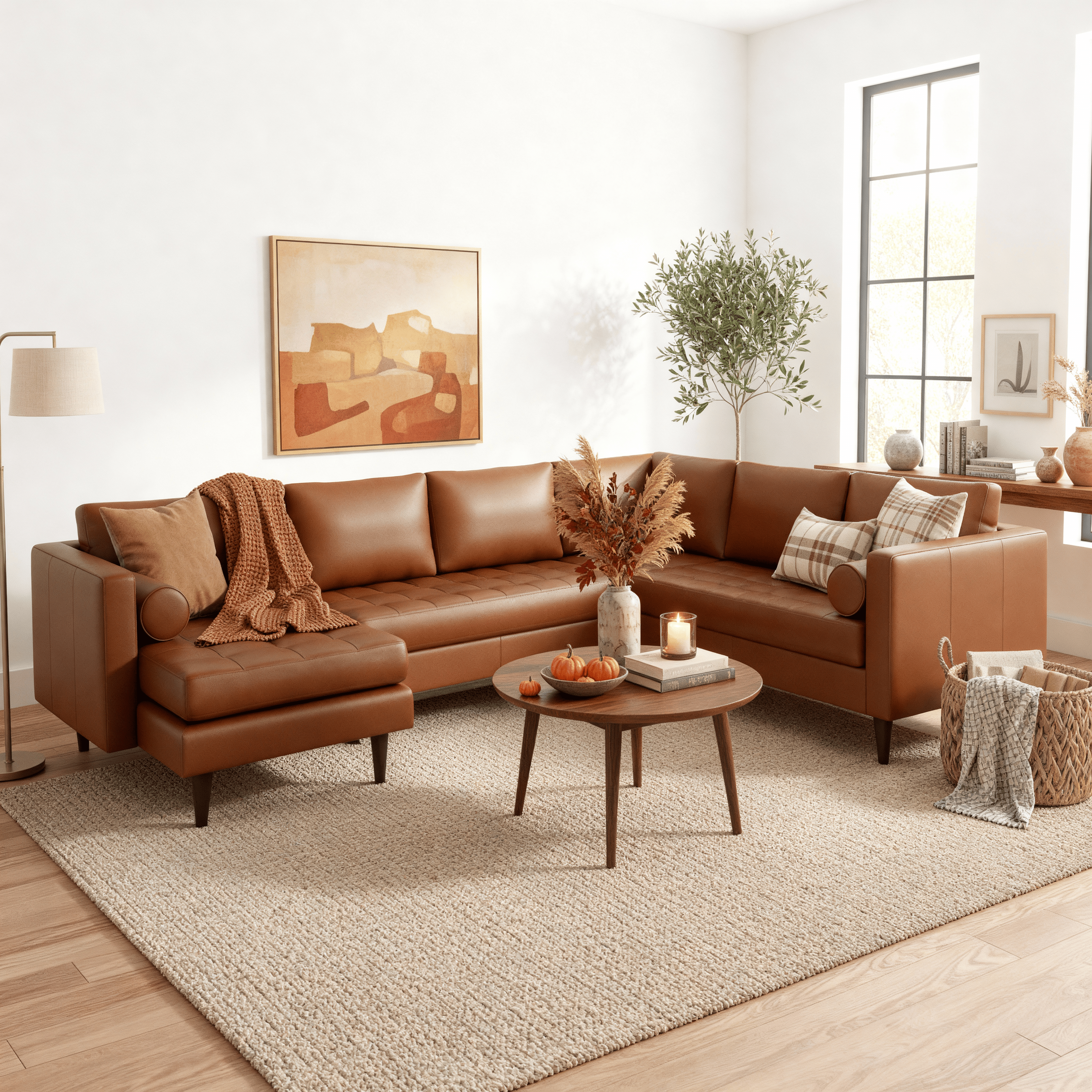 Ayden Leather Corner Sectional With Left Chaise
