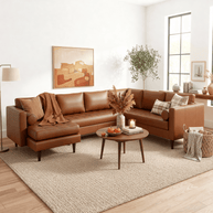 Ayden Leather Corner Sectional With Left Chaise
