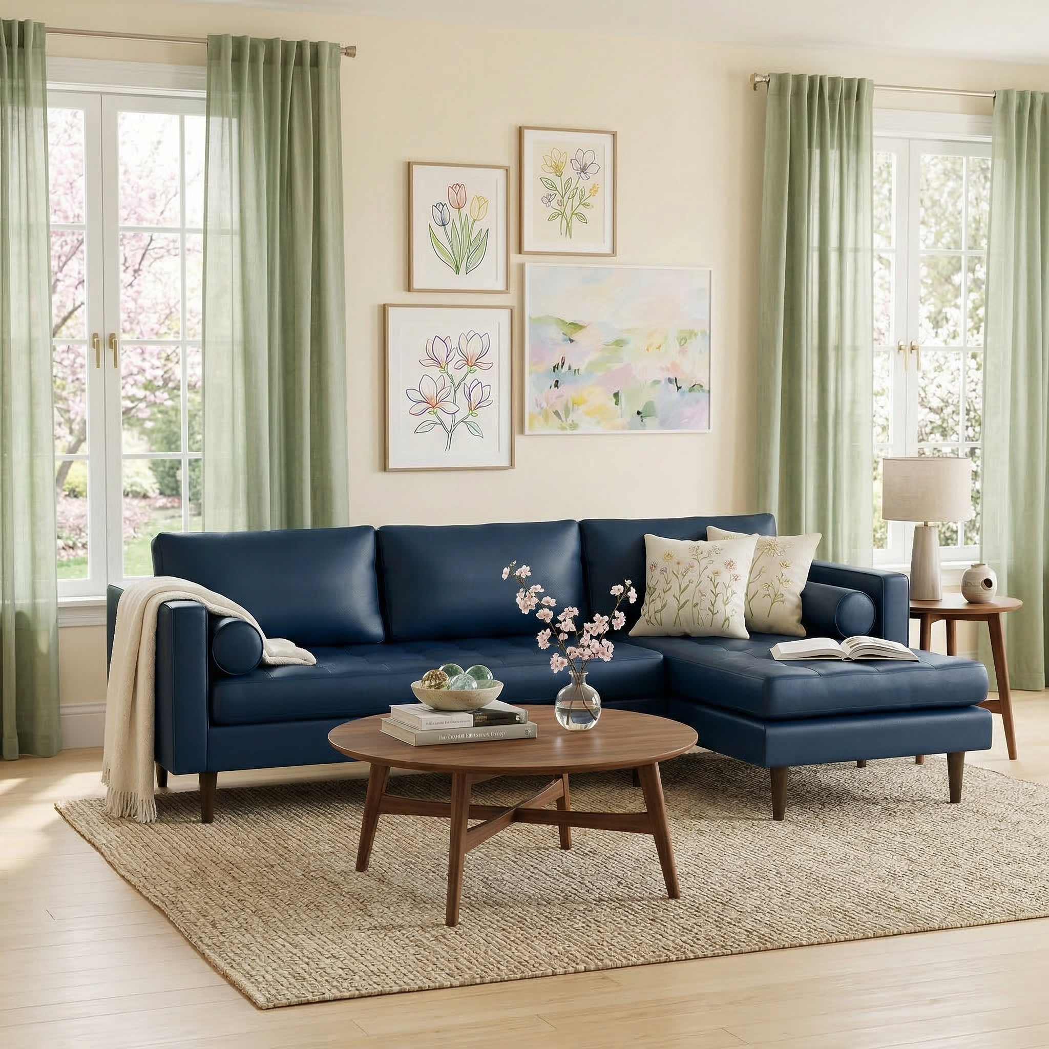Ayden Leather Right Chaise Sectional