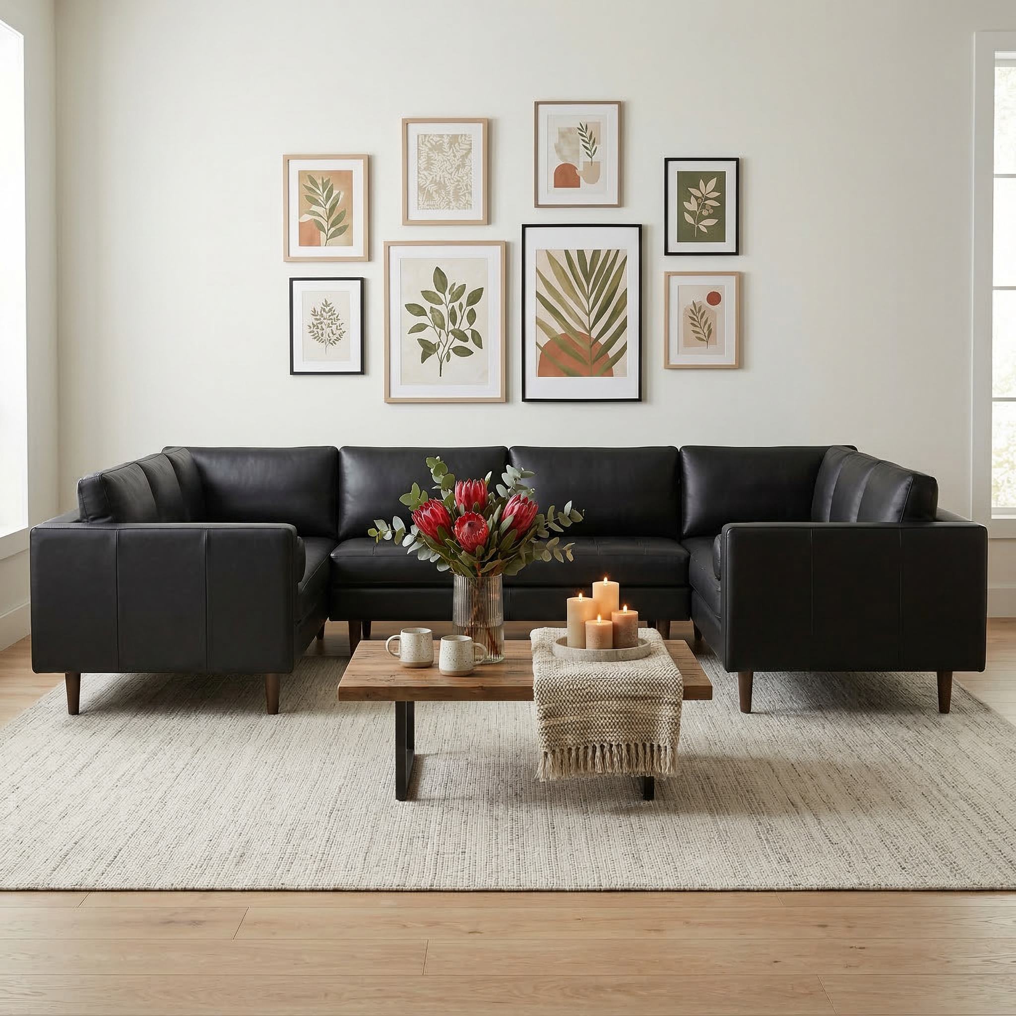 Ayden Leather U Sectional