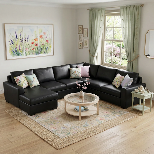 Bentley Leather Corner Sectional With Left Chaise