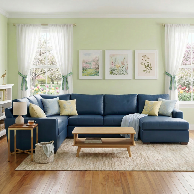 Bentley Leather Corner Sectional With Right Chaise