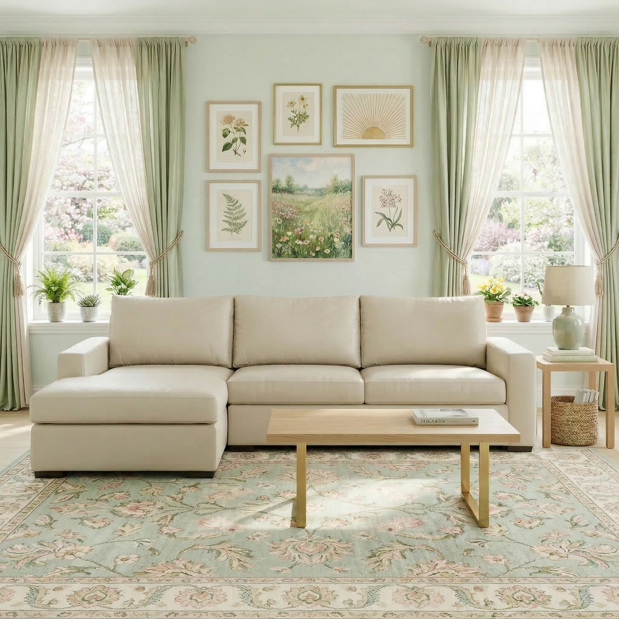 Bentley Leather Left Chaise Sectional