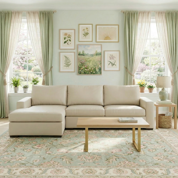 Bentley Leather Left Chaise Sectional