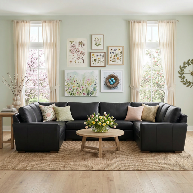 Bentley Leather U Sectional