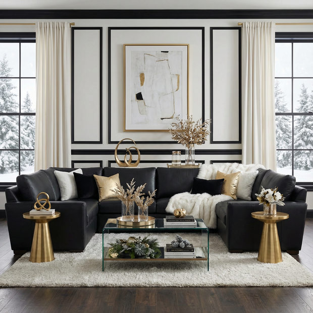 Bentley Leather U Sectional