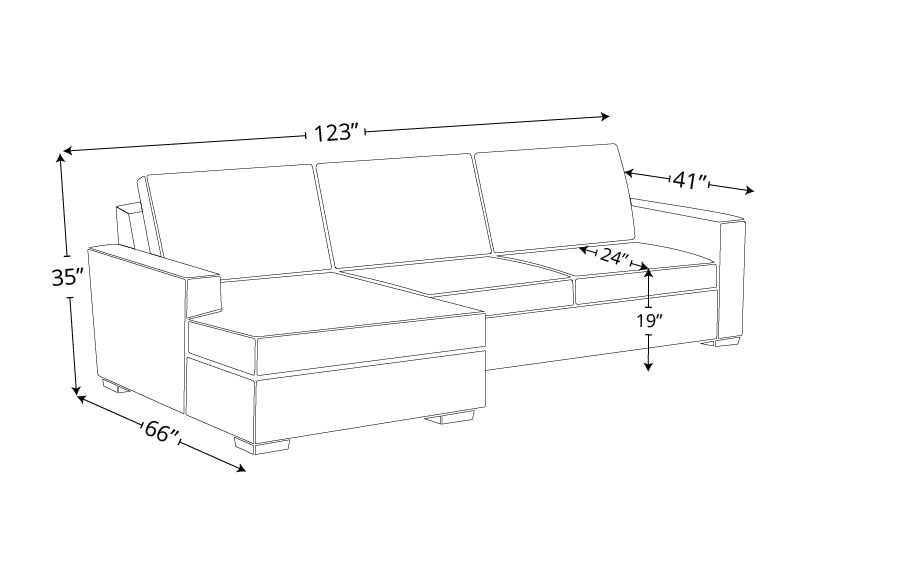 Bentley Leather Left Chaise Sectional
