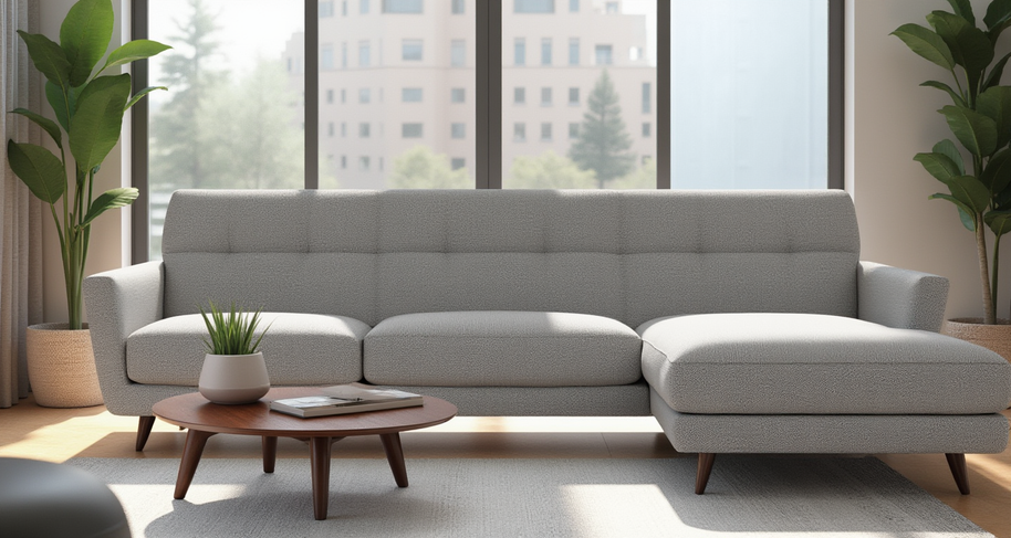 High Level Reversible Sofa-Fabric Sectional-Alley Pepper-MAK Modern