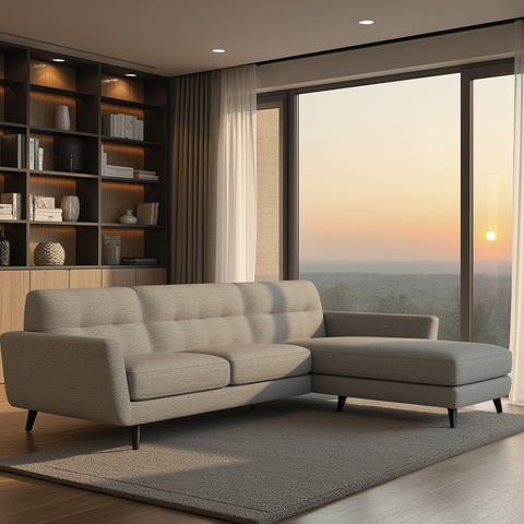 High Level Reversible Sofa-Fabric Sectional-Alley Pepper