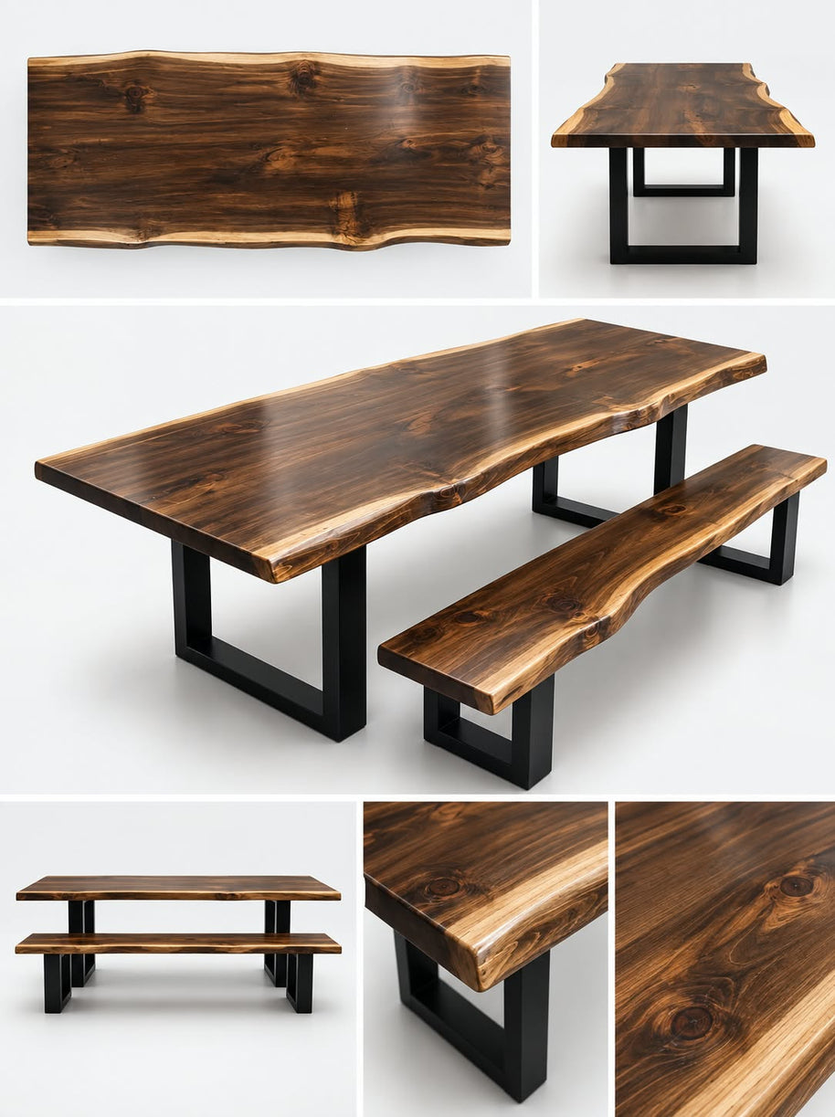 Nylah White Pine — Live Edge Dining Table