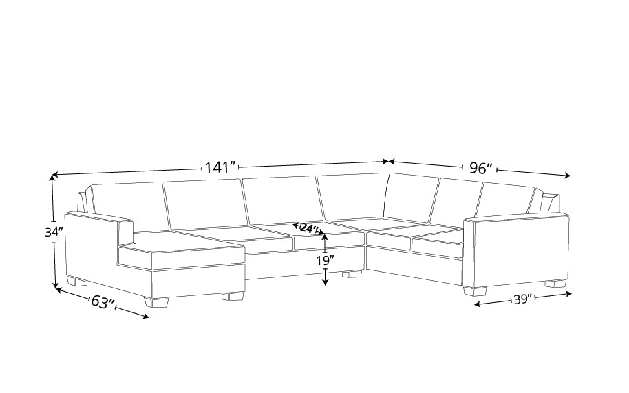 Jett Leather Corner Sectional With Left Chaise