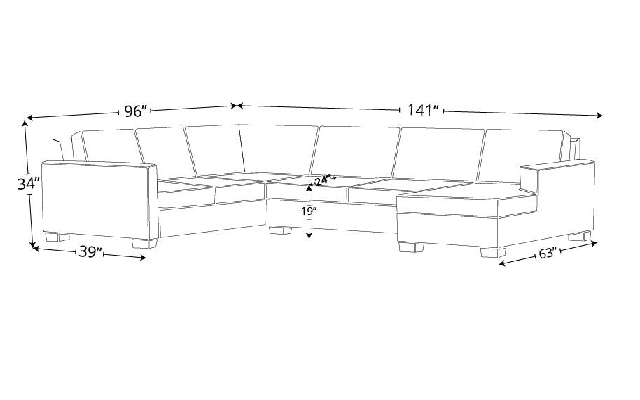 Jett Leather Corner Sectional With Right Chaise