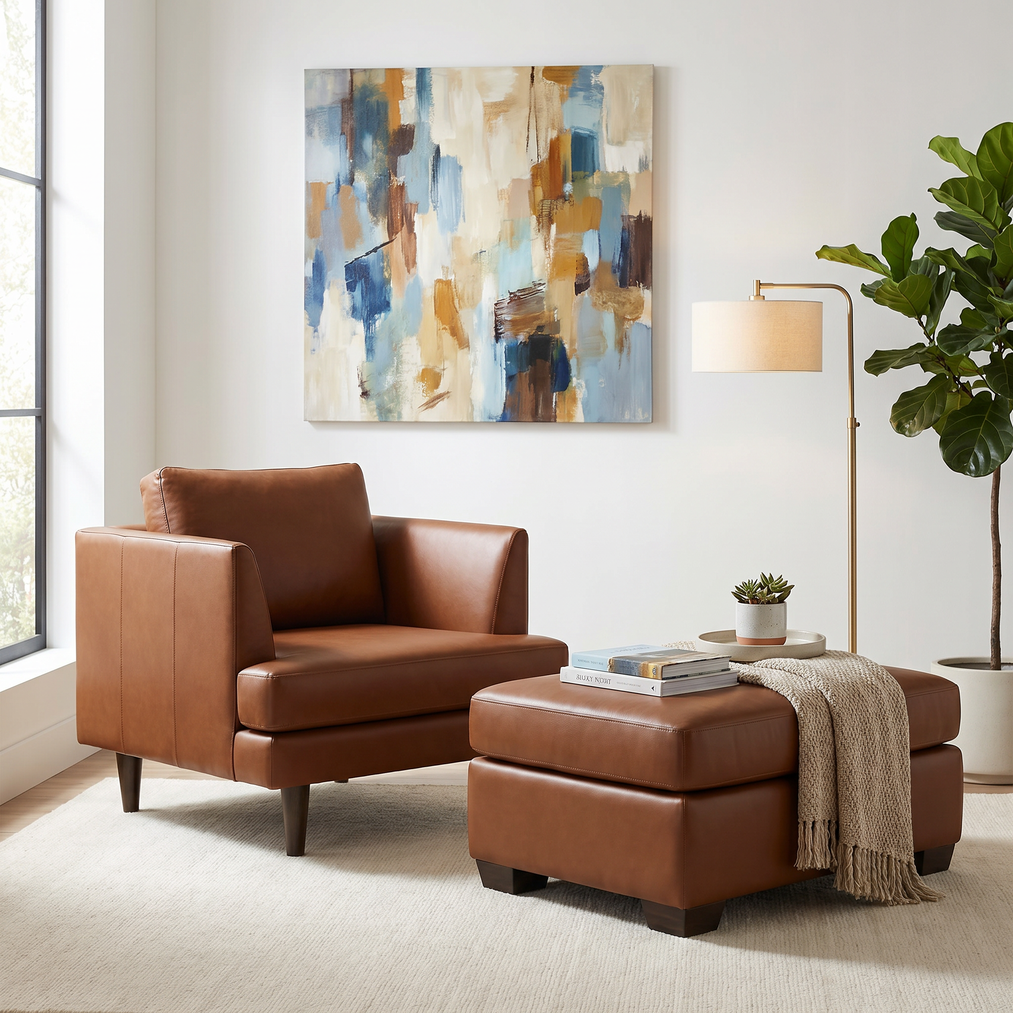 Jett Leather Cocktail Ottoman