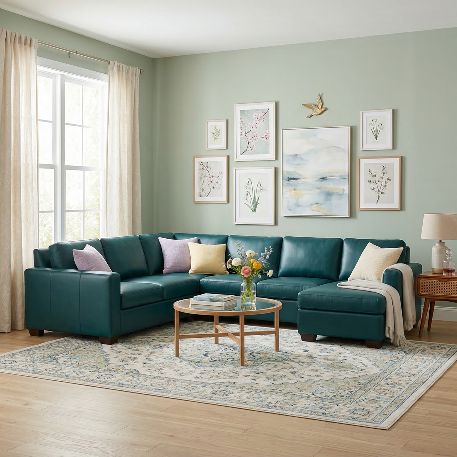 Jett Leather Corner Sectional With Right Chaise