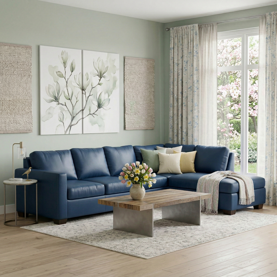 Jett Leather Right Chaise Sectional