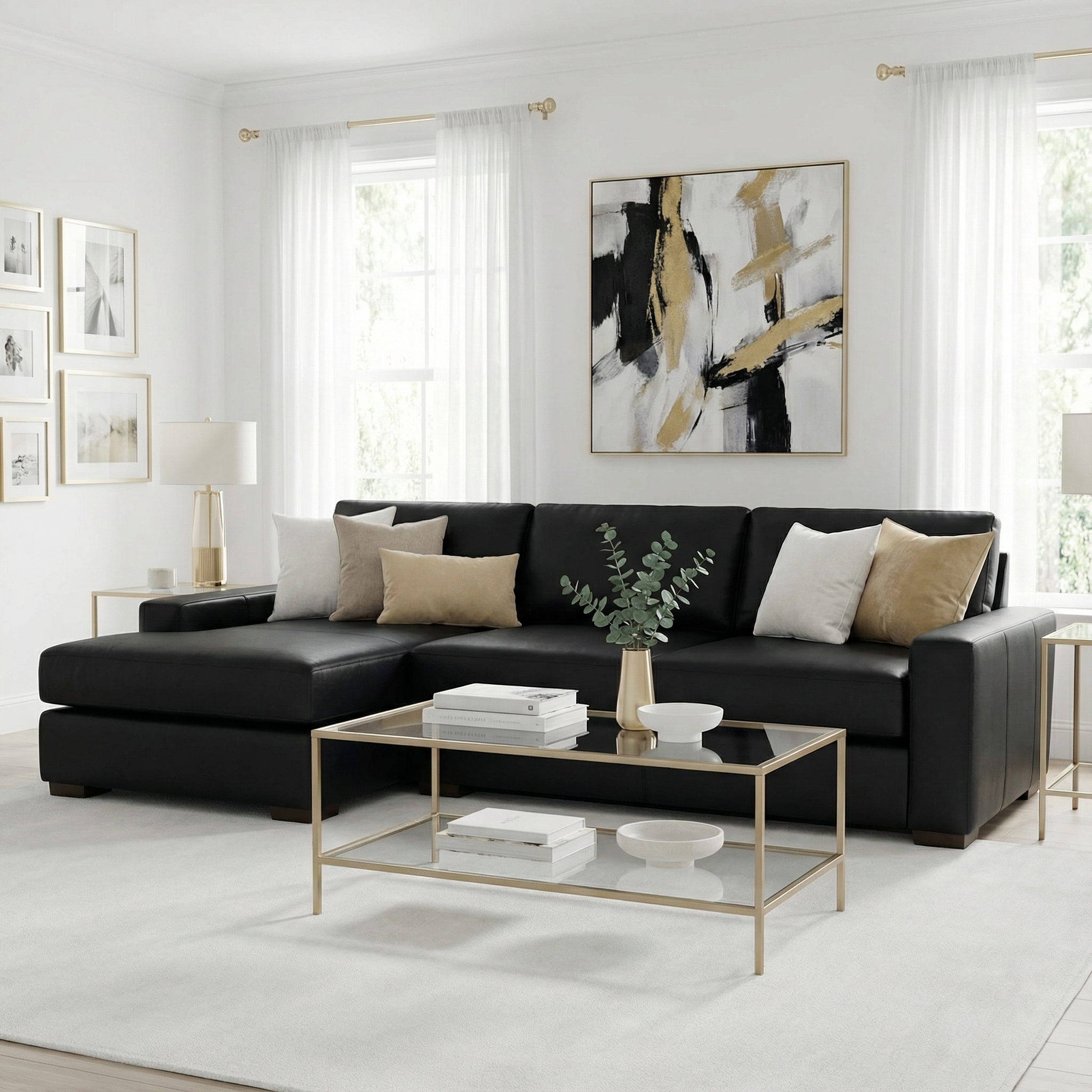 Kai Leather Left Chaise Sectional