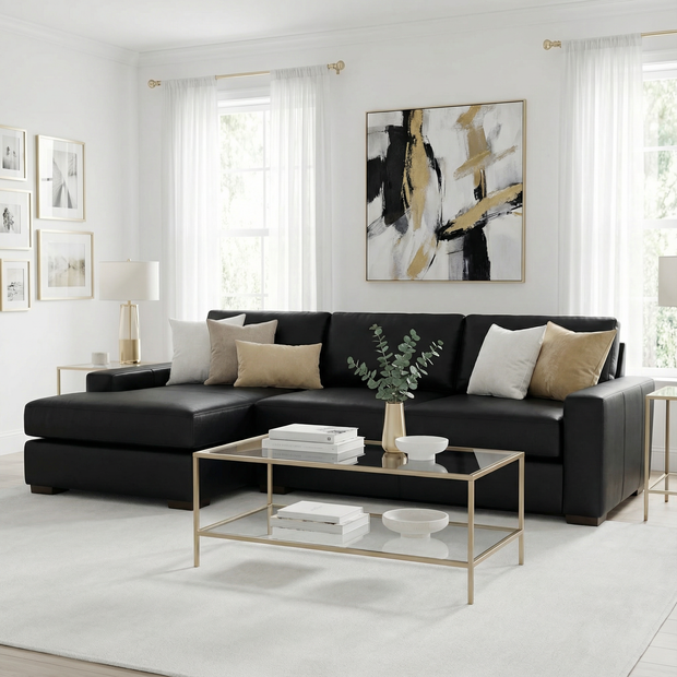 Kai Leather Left Chaise Sectional