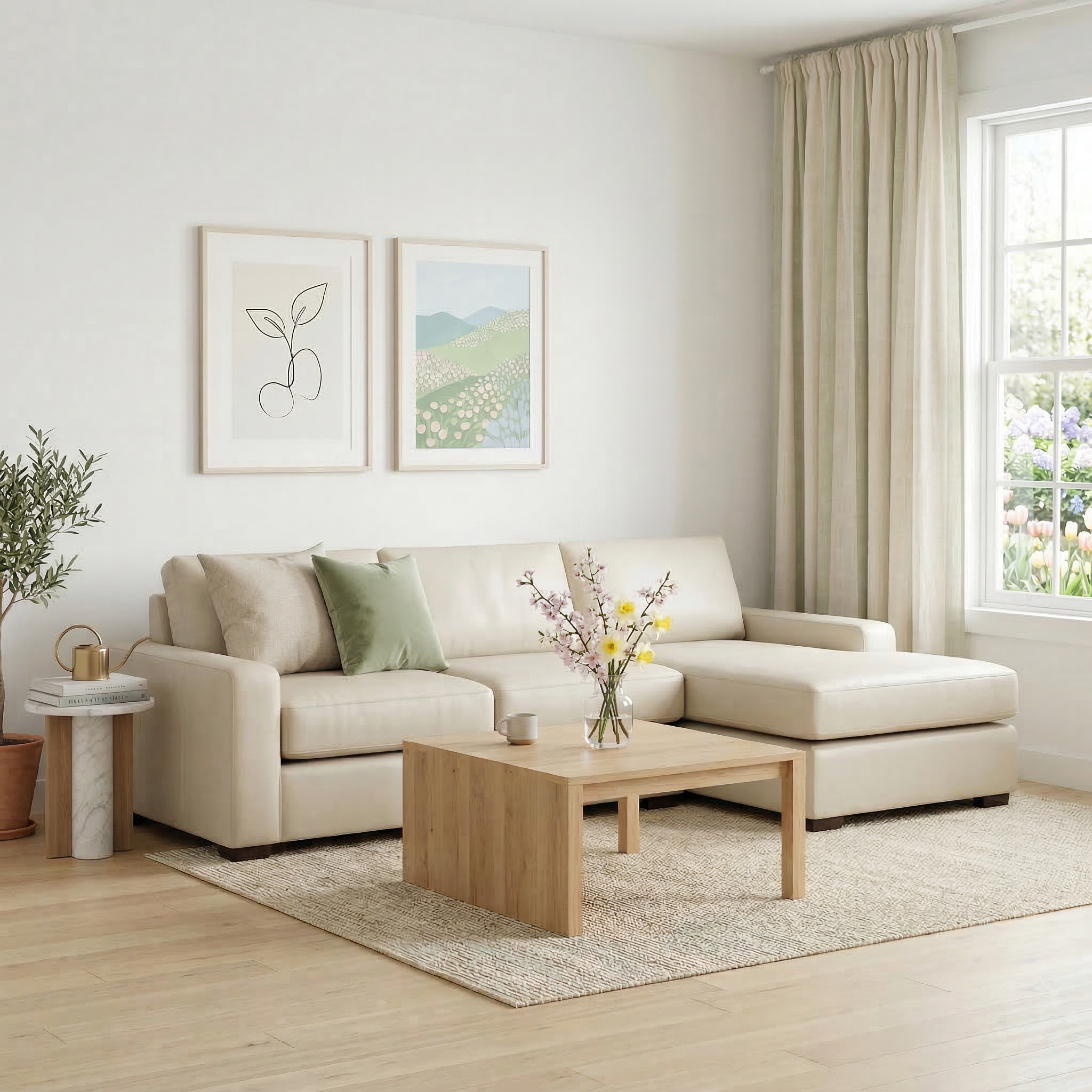 Kai Leather Right Chaise Sectional