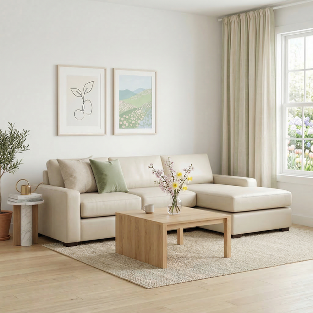 Kai Leather Right Chaise Sectional