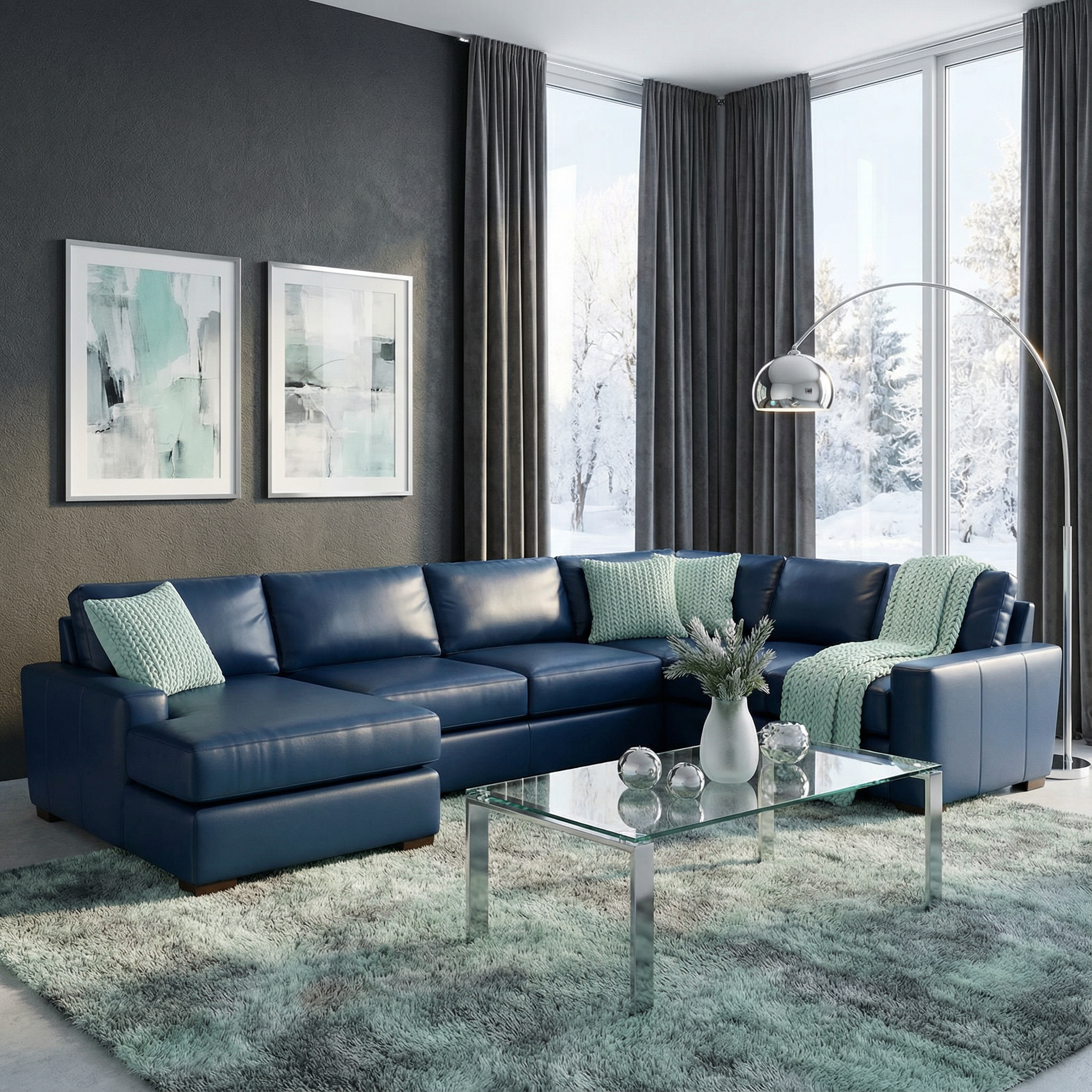 King Kai  Leather Corner Sectional With Left Chaise