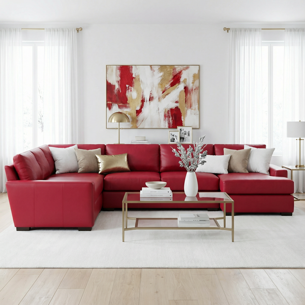 King Kai Leather Corner Sectional With Right Chaise