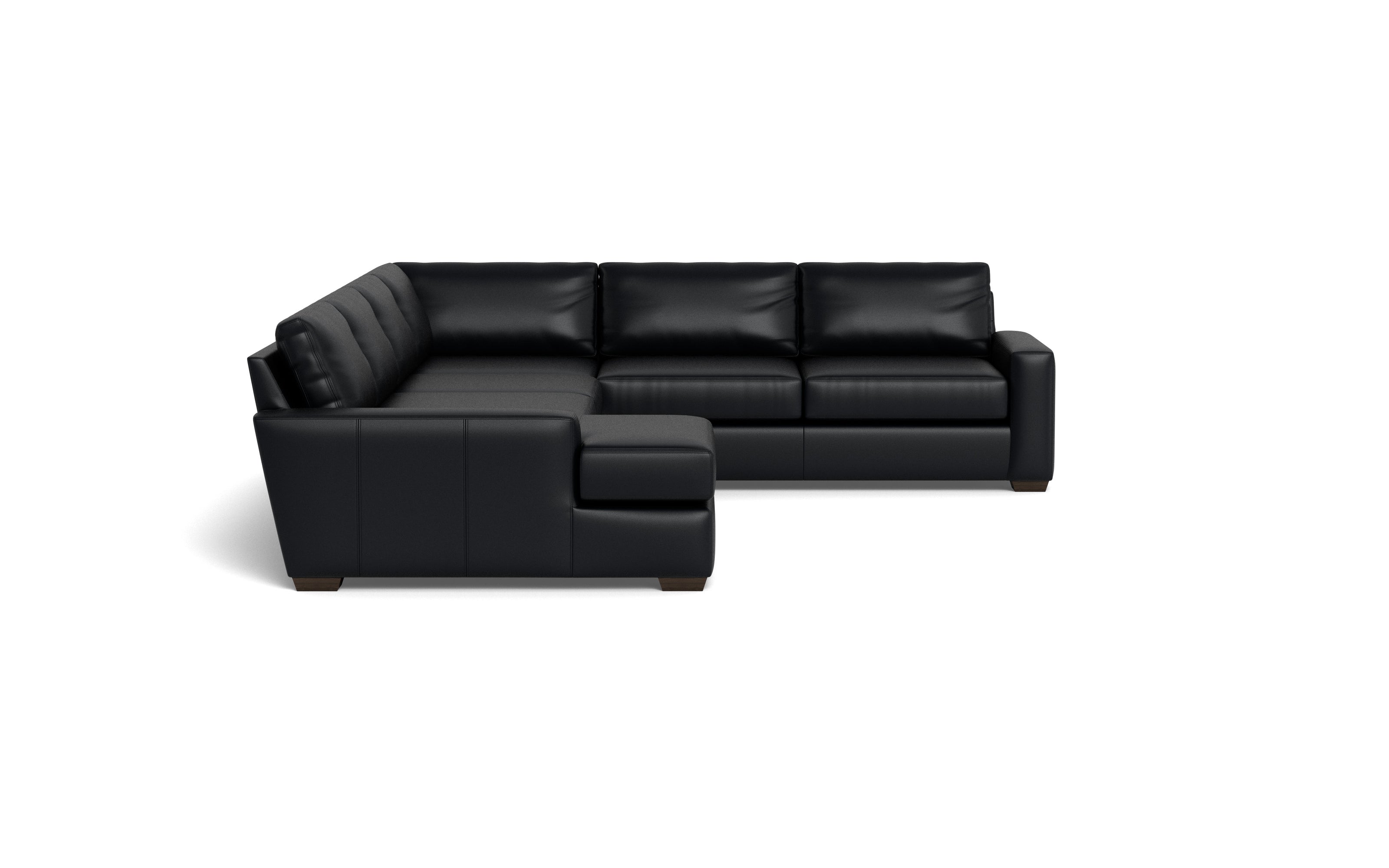 King Kai L Sectional w Left Chaise-Leather Sectional-Tribeca Black Leather-MAK Modern