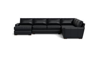 King Kai L Sectional w Left Chaise-Leather Sectional-Tribeca Black Leather-MAK Modern