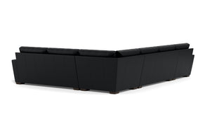 King Kai L Sectional w Left Chaise-Leather Sectional-Tribeca Black Leather-MAK Modern