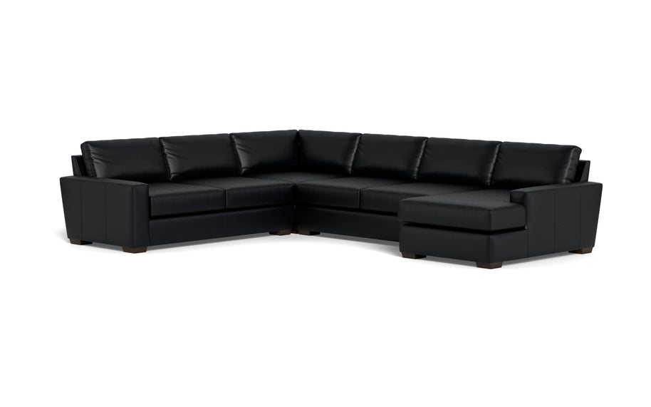 Kai Leather Corner Sectionals With Right Chaise-Leather Sofa-Tribeca Black Leather-MAK Modern