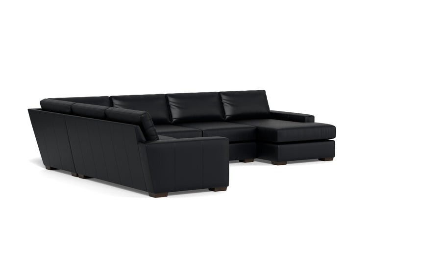 Kai Leather Corner Sectionals With Right Chaise-Leather Sofa-Tribeca Black Leather-MAK Modern