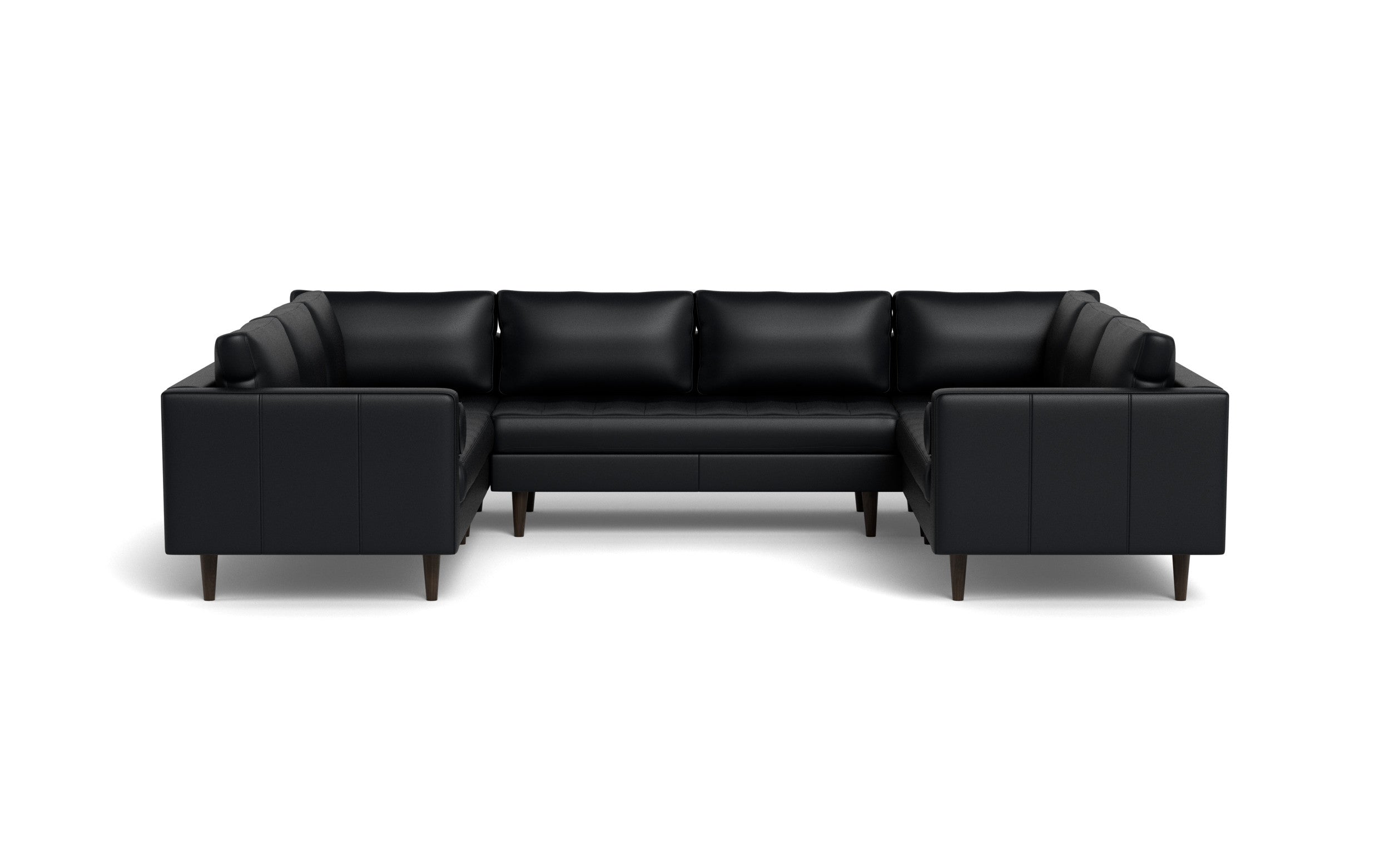 Ayden Leather U Sectional-Leather Sectional Sofa-Tribeca Black Leather-MAK Modern