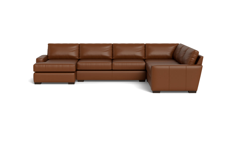 King Kai Leather Corner Sectionals With Left Chaise-Leather Sofa-Tribeca Chestnut Leather-MAK Modern