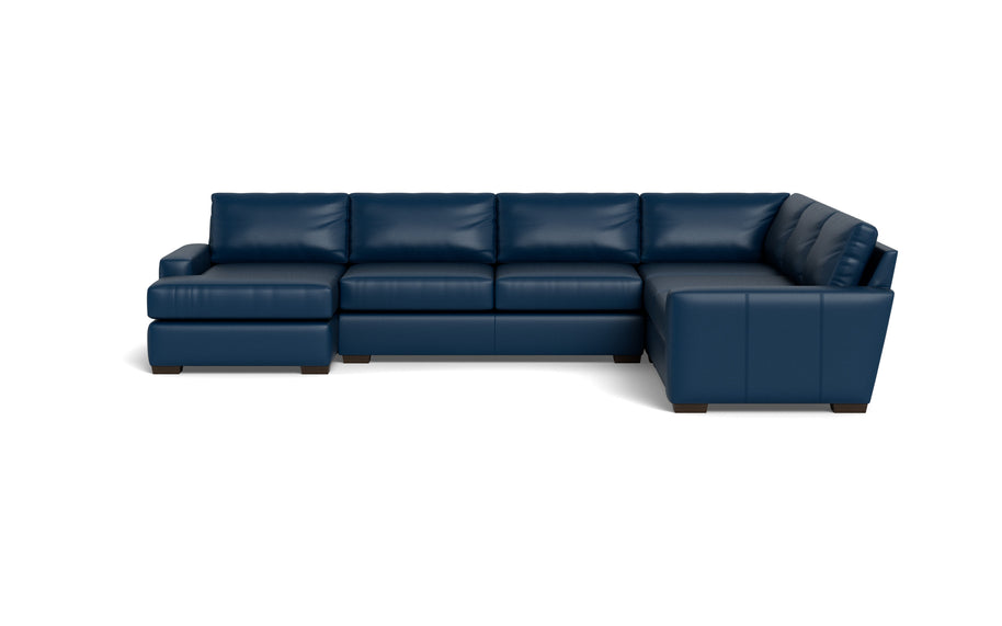 King Kai Leather Corner Sectionals With Left Chaise-Leather Sofa-Tribeca Cobalt-MAK Modern