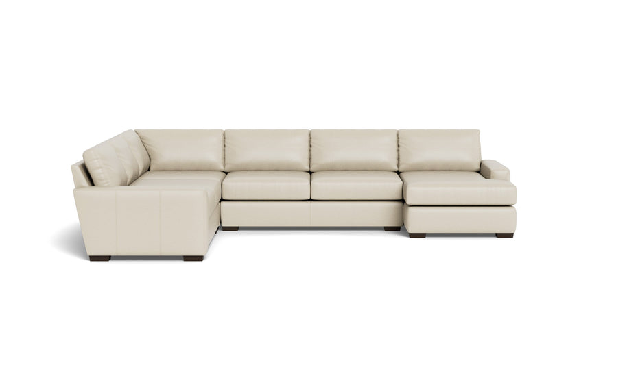 Kai Leather Corner Sectionals With Right Chaise-Leather Sofa-Tribeca Cream Leather-MAK Modern