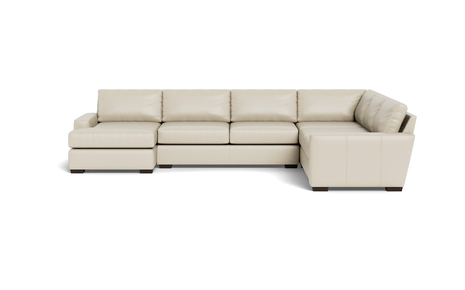 King Kai Leather Corner Sectionals With Left Chaise-Leather Sofa-Tribeca Cream Leather-MAK Modern