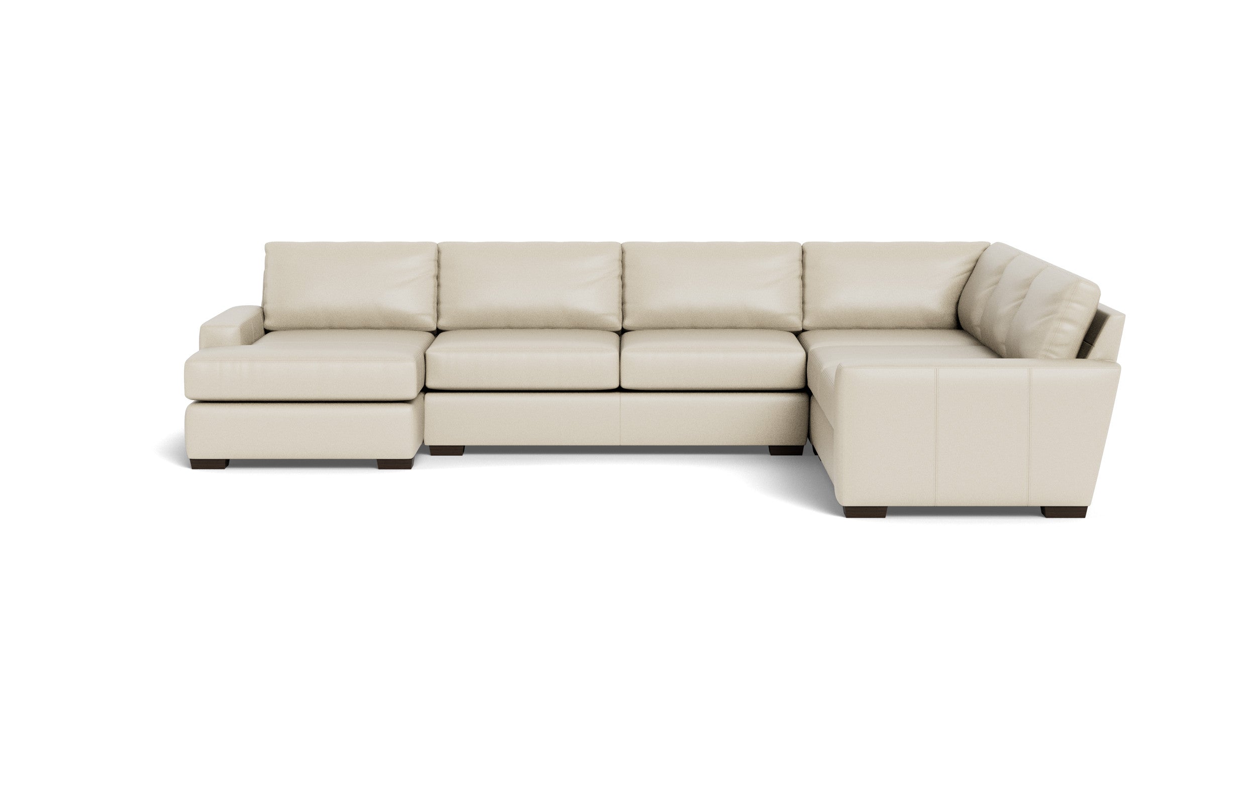 King Kai Leather Corner Sectionals With Left Chaise-Leather Sofa-Tribeca Cream Leather-MAK Modern