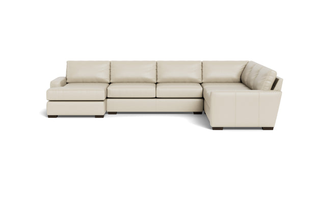 King Kai Leather Corner Sectionals With Left Chaise-Leather Sofa-Tribeca Cream Leather-MAK Modern