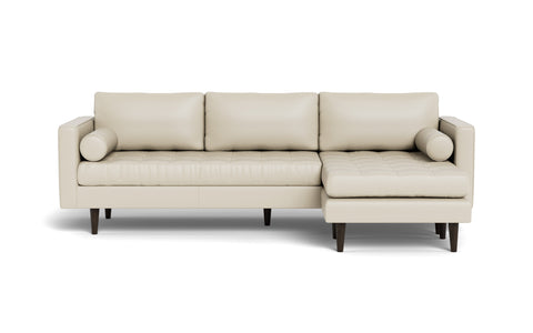Ayden Leather Reversible Sofa Chaise-Leather Sectional-Tribeca Cream Leather-MAK Modern