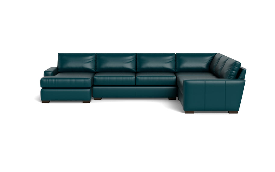King Kai Leather Corner Sectionals With Left Chaise-Leather Sofa-Tribeca Lagoon-MAK Modern