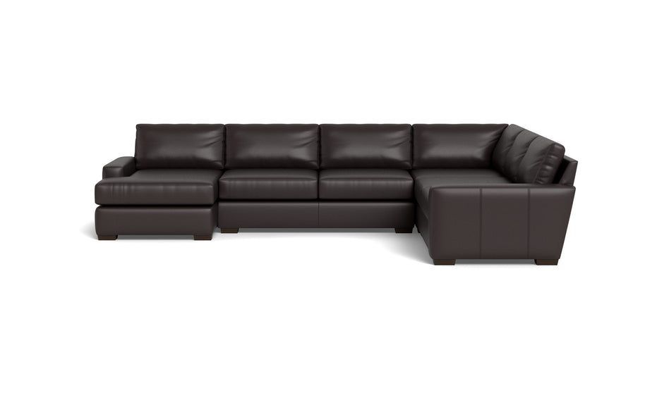 King Kai Leather Corner Sectionals With Left Chaise-Leather Sofa-Tribeca Quarry Leather-MAK Modern
