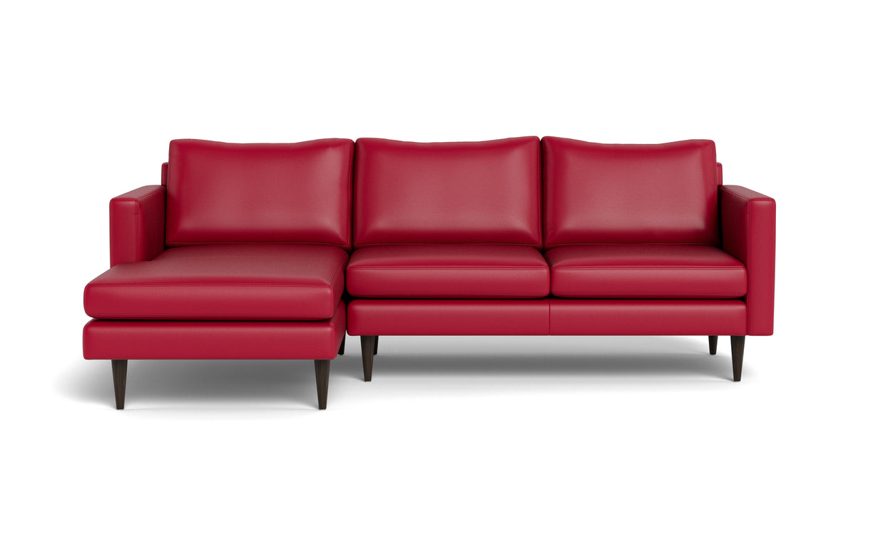 Maverick Leather Left Chaise Sectional-Leather Sofa-Tribeca Scarlet-MAK Modern