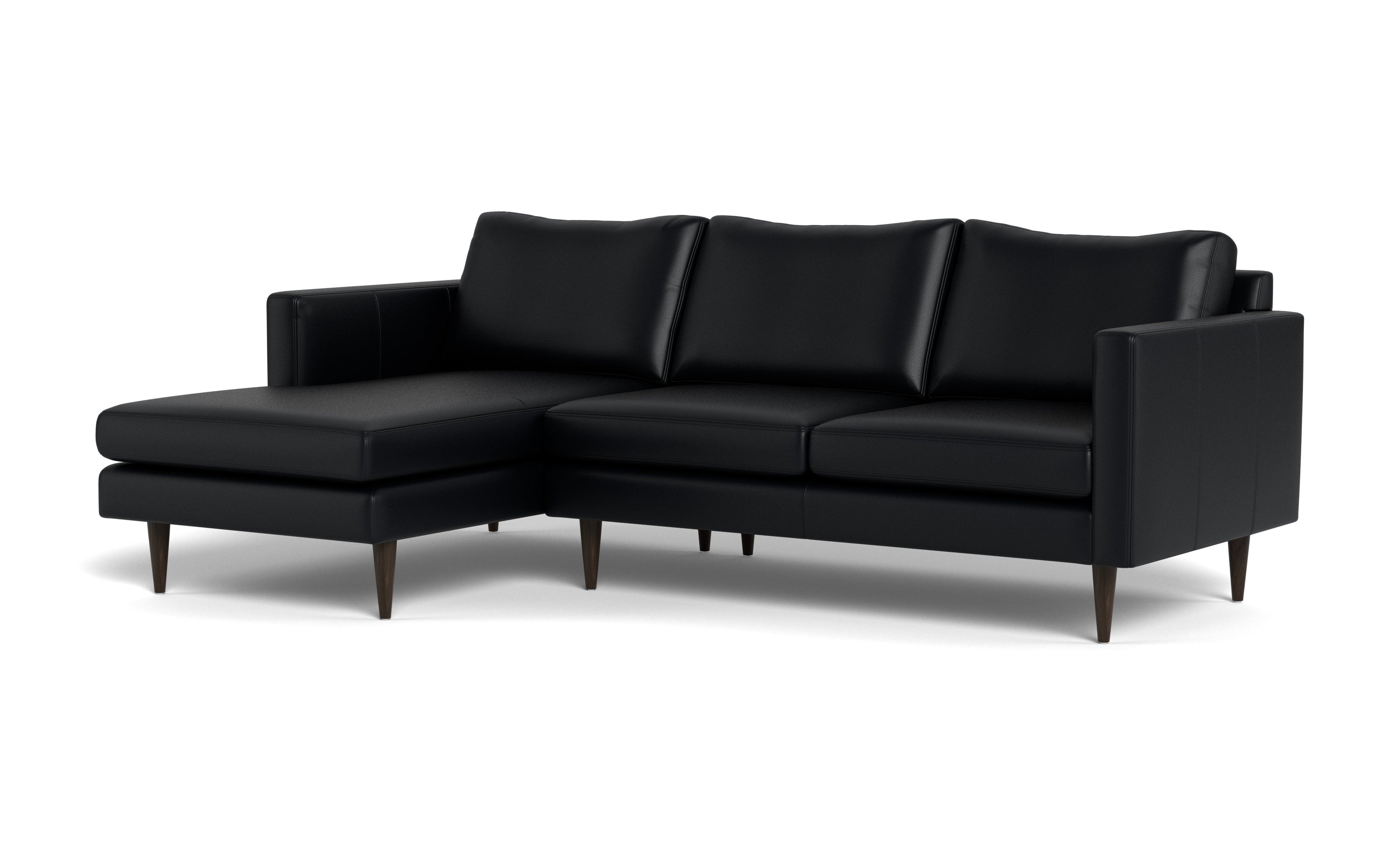 Maverick Leather Left Chaise Sectional-Leather Sofa-Tribeca Black Leather-MAK Modern