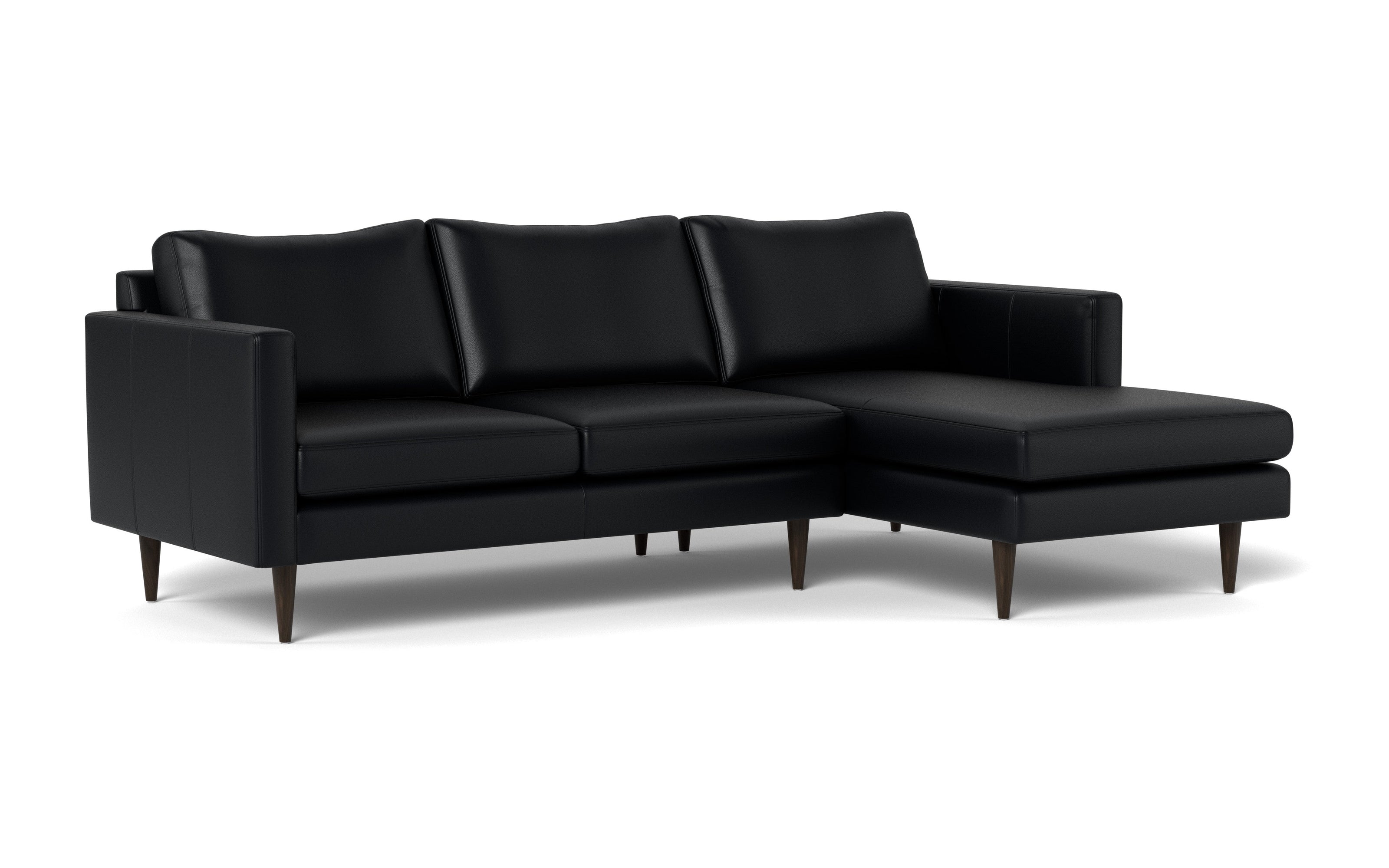 Maverick Leather Right Chaise Sectional-Leather Sofa-Tribeca Black Leather-MAK Modern
