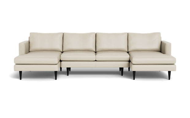 Maverick Leather U Sectional-Fabric Sectional-Tribeca Cream Leather-MAK Modern