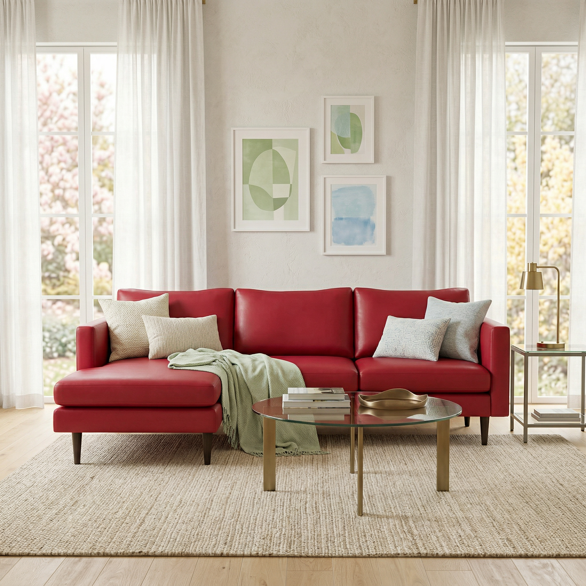 Maverick Leather Left Chaise Sectional